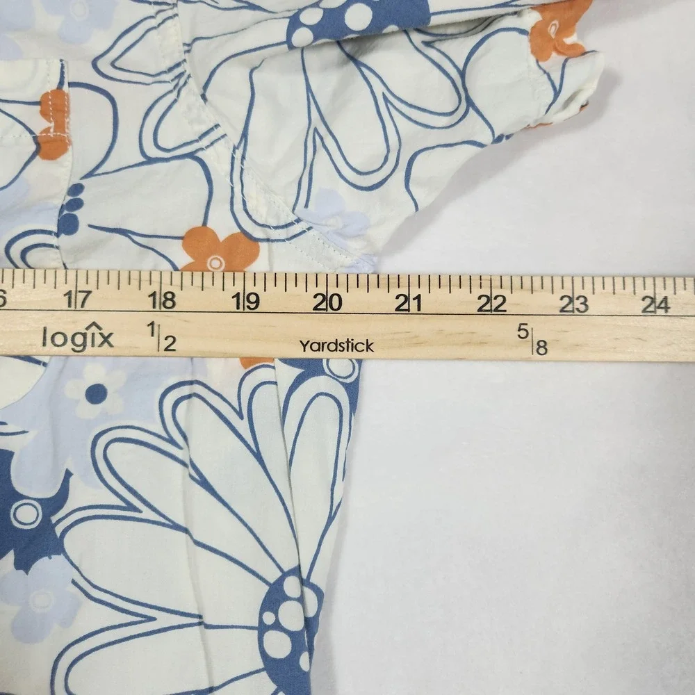 Levi's Mens Blue Orange Floral Button Up Shirt Short Sleeve Coastal Hawaiian